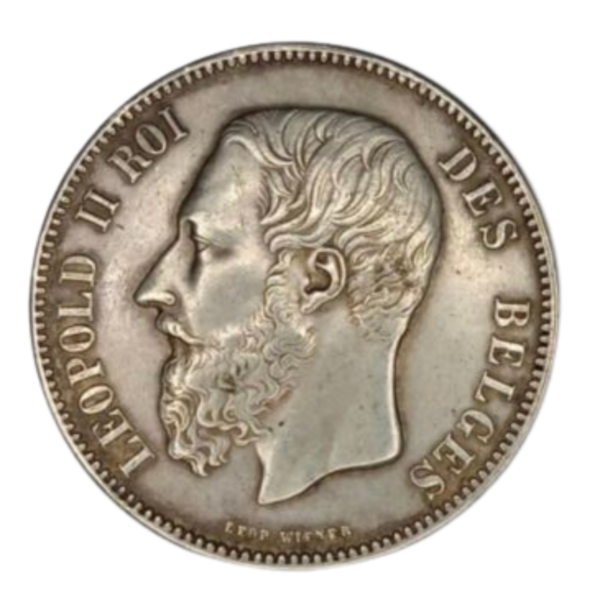 5 Francs Belgique Léopold II 1865-1878 petite tête pièces en argent