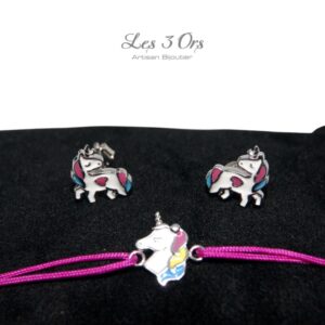Unicorn boucles d'oreilles et bracelet kids Les 3 Ors